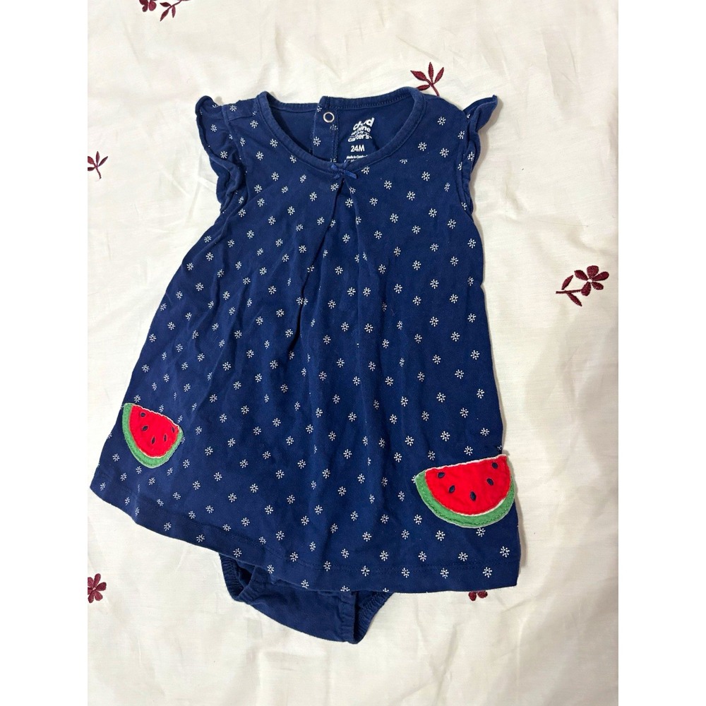 Child of Mine by Carter's Girls 24M Dress Bodysuit Polka Dot Watermelon Blue